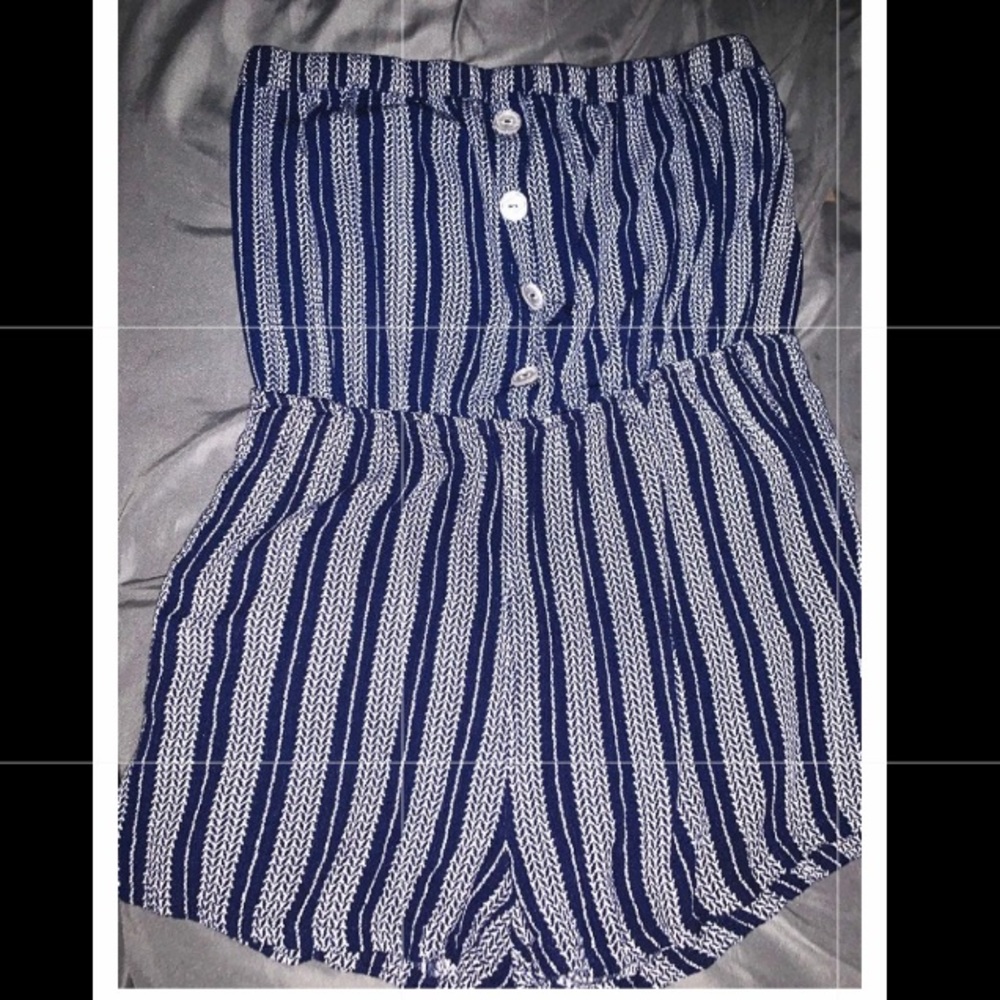 Blue and white shorts Romper